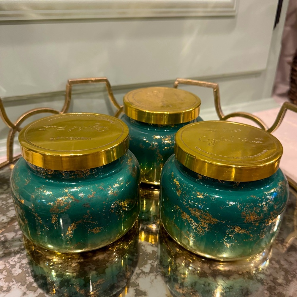 3 Empty Capri Blue Crystal Pine Glimmer Candles